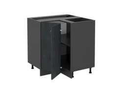 Küchenschränke<Vicco Eckunterschrank R-Line Schwarz Beton/Anthrazit 76 cm ohne Arbeitsplatte