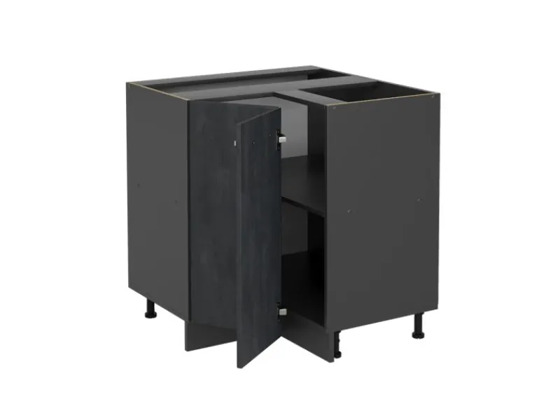 Küchenschränke<Vicco Eckunterschrank R-Line Schwarz Beton/Anthrazit 76 cm ohne Arbeitsplatte