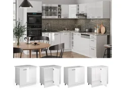Vicco Eckunterschrank R-Line Küchen Eckschrank Hochglanz/ 86 cm AP Marmor< Küchenschränke