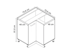 Küchenschränke<Vicco Eckunterschrank R-Line Artisan-Eiche/Goldkraft Eiche 76 cm ohne Arbeitsplatte