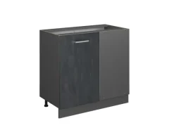 Küchenschränke<Vicco Eckunterschrank R-Line Schwarz Beton/Anthrazit 86 cm ohne Arbeitsplatte