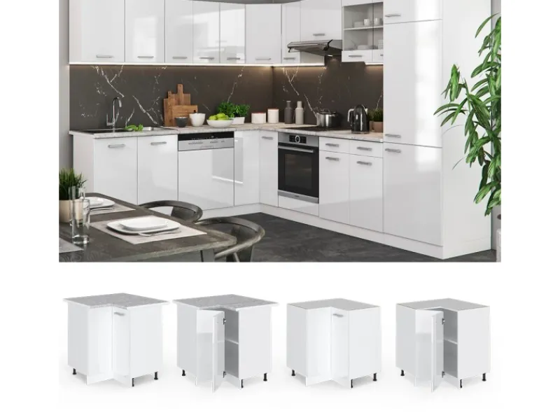 Vicco Eckunterschrank R-Line Hochglanz/ 76 cm ohne Arbeitsplatte< Küchenschränke
