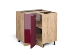 Online Vicco Eckunterschrank R-Line Bordeaux Hochglanz/Goldkraft Eiche 76 cm ohne Arbeitsplatte Bordeaux-Glanz