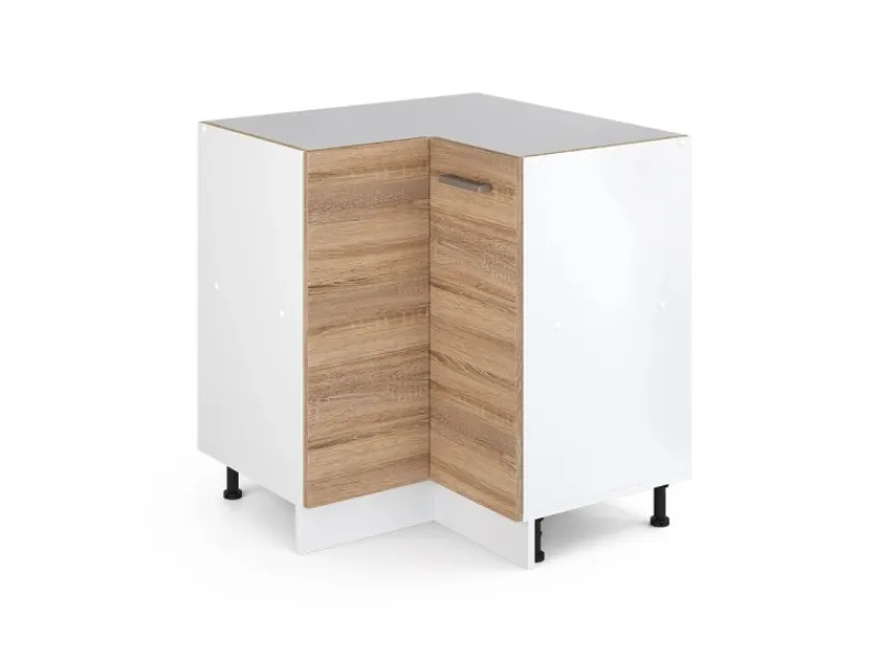 Vicco Eckunterschrank R-Line Küchen Eckschrank Sonoma/Weiß 76 cm ohne Arbeitsplatte< Küchenschränke