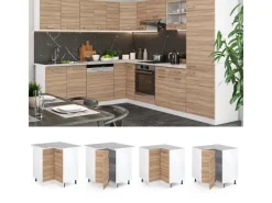 Vicco Eckunterschrank R-Line Küchen Eckschrank Sonoma/Weiß 76 cm ohne Arbeitsplatte< Küchenschränke