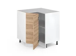 Vicco Eckunterschrank R-Line Küchen Eckschrank Sonoma/Weiß 76 cm ohne Arbeitsplatte< Küchenschränke