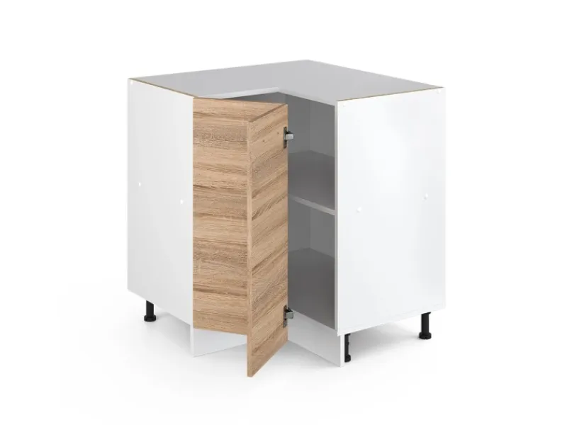 Vicco Eckunterschrank R-Line Küchen Eckschrank Sonoma/Weiß 76 cm ohne Arbeitsplatte< Küchenschränke