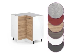 Vicco Eckunterschrank R-Line Küchen Eckschrank Sonoma/Weiß 76 cm ohne Arbeitsplatte< Küchenschränke