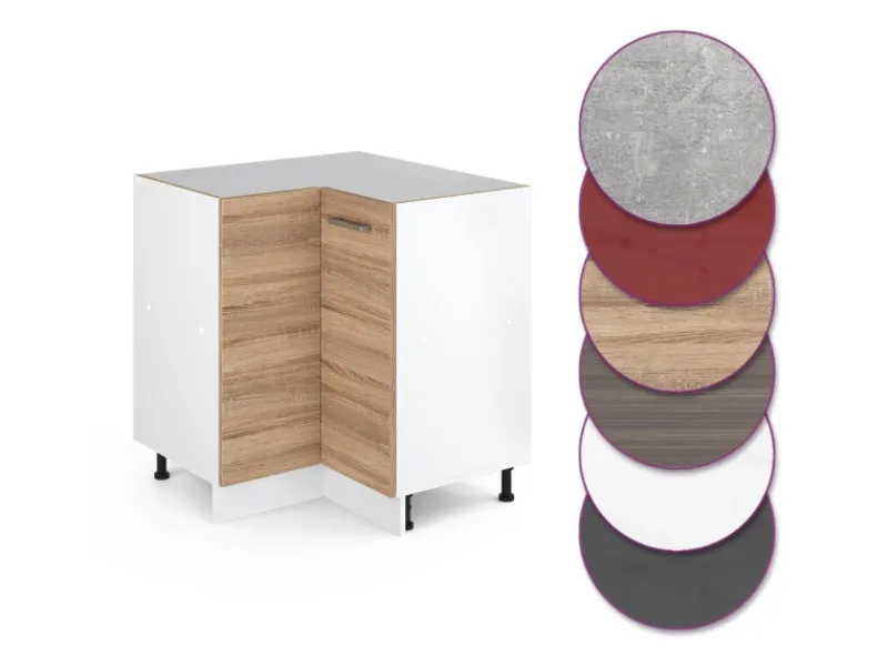 Vicco Eckunterschrank R-Line Küchen Eckschrank Sonoma/Weiß 76 cm ohne Arbeitsplatte< Küchenschränke