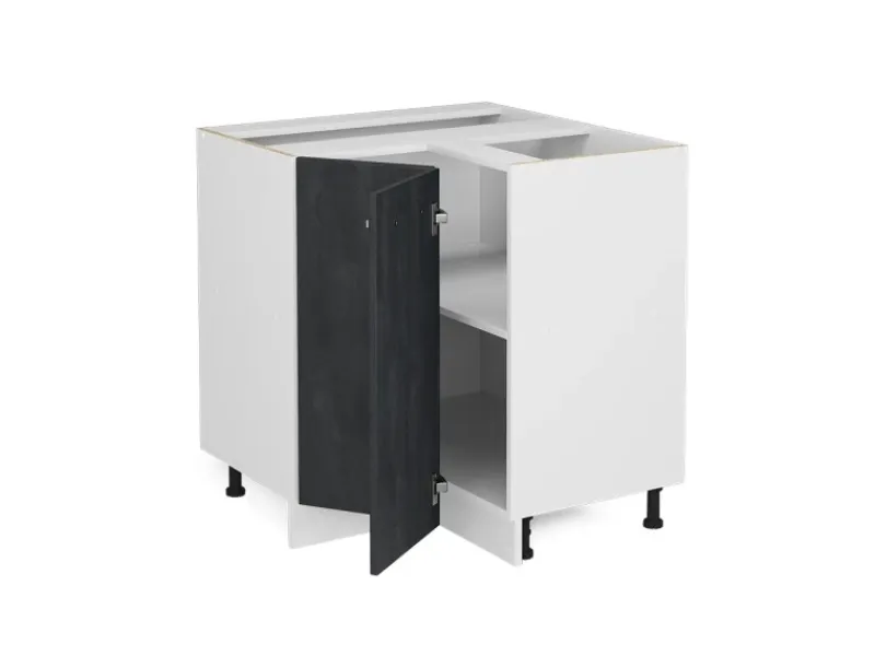 Vicco Eckunterschrank R-Line Schwarz Beton/Weiß 76 cm ohne Arbeitsplatte Beton Anthrazit