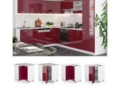 Best Vicco Eckunterschrank R-Line Bordeaux Hochglanz/Weiß 76 cm ohne Arbeitsplatte Bordeaux-Glanz