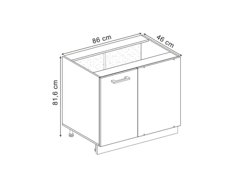 Vicco Eckunterschrank R-Line Schwarz Beton/Goldkraft Eiche 86 cm AP Eiche< Single-Küchen|Pantryküchen