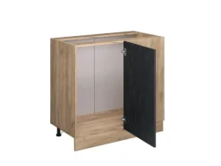 Vicco Eckunterschrank R-Line Schwarz Beton/Goldkraft Eiche 86 cm AP Eiche< Single-Küchen|Pantryküchen