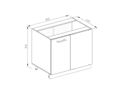 Clearance Vicco Eckunterschrank R-Line Anthrazit Landhaus/Weiß 86 cm ohne Arbeitsplatte Anthrazitgrau