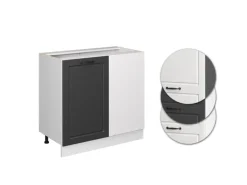 Clearance Vicco Eckunterschrank R-Line Anthrazit Landhaus/Weiß 86 cm ohne Arbeitsplatte Anthrazitgrau