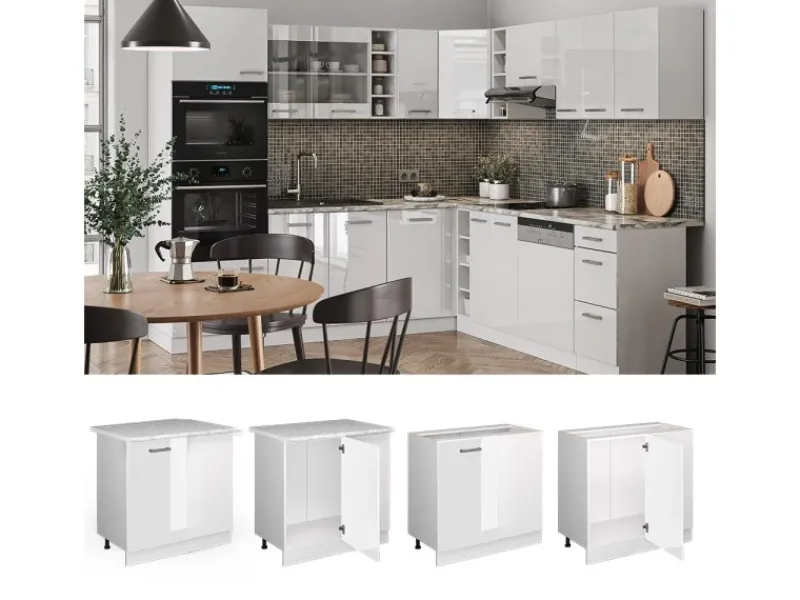 Küchenschränke<Vicco Eckunterschrank R-Line Küchen Eckschrank Hochglanz/ 86 cm AP Eiche