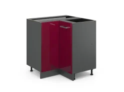 Outlet Vicco Eckunterschrank R-Line Bordeaux Hochglanz/Anthrazit 76 cm ohne Arbeitsplatte Bordeaux-Glanz