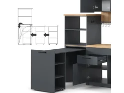 Vicco Egbert Küchenzeile 160 cm mit Ausziehbarem TischEgbert ohne E-Geräte< Miniküchen|Single-Küchen
