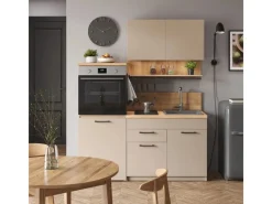 Discount Vicco Egbert SingleKüche Greige 160 cm mit Ausziehbarem TischEgbert ohne E-Geräte Grau