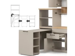 Discount Vicco Egbert SingleKüche Greige 160 cm mit Ausziehbarem TischEgbert ohne E-Geräte Grau