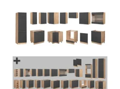 Sale Vicco Fame-Line Eckküche Anthrazit Landhaus/Goldkraft Eiche 227 x 60 cm ohne Arbeitsplatte ohne E-Geräte Anthrazit Struktur