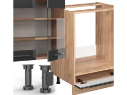 Clearance Vicco Fame-Line Eckküche /Goldkraft Eiche 347 x 257 cm ohne Arbeitsplatte ohne E-Geräte Anthrazit Hochglanz