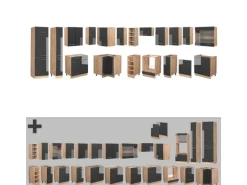 Clearance Vicco Fame-Line Eckküche /Goldkraft Eiche 347 x 257 cm ohne Arbeitsplatte ohne E-Geräte Anthrazit Hochglanz