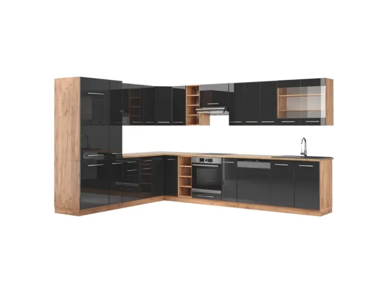 Vicco Fame-Line Eckküche /Goldkraft Eiche 347 x 257 cm AP Eiche ohne E-Geräte< Winkelküchen|Einbauküchen