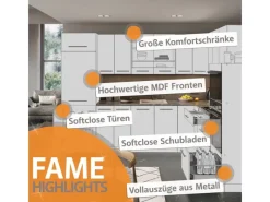 Winkelküchen|Einbauküchen<Vicco Fame-Line Eckküche Anthrazit Landhaus/Goldkraft Eiche 347 x 257 cm ohne Arbeitsplatte ohne E-Geräte