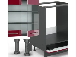 Winkelküchen<Vicco Fame-Line Eckküche Bordeaux Hochglanz/Anthrazit 347 x 257 cm AP Anthrazit ohne E-Geräte