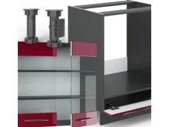 Vicco Fame-Line Eckküche Bordeaux Hochglanz/Anthrazit 160 x 190 cm AP Marmor ohne E-Geräte< Winkelküchen