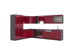 Online Vicco Fame-Line Eckküche Bordeaux Hochglanz/Anthrazit 347 x 257 cm ohne Arbeitsplatte ohne E-Geräte Brilliant Bordeaux