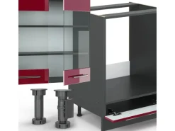 Online Vicco Fame-Line Eckküche Bordeaux Hochglanz/Anthrazit 347 x 257 cm ohne Arbeitsplatte ohne E-Geräte Brilliant Bordeaux