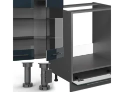 New Vicco Fame-Line Eckküche Hochglanz/Anthrazit 257 x 60 cm ohne Arbeitsplatte ohne E-Geräte Dunkelblau