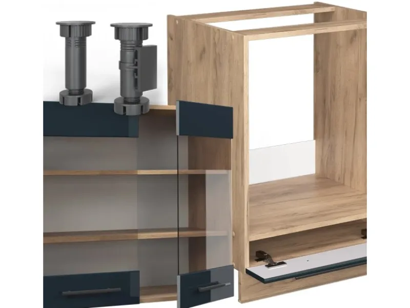 Vicco Fame-Line Eckküche Hochglanz/Goldkraft Eiche 160 x 190 cm AP Marmor ohne E-Geräte< Winkelküchen