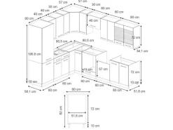 Vicco Fame-Line Eckküche Hochglanz/Anthrazit 227 x 60 cm ohne Arbeitsplatte ohne E-Geräte< Winkelküchen