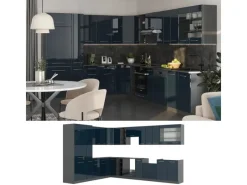 Vicco Fame-Line Eckküche Hochglanz/Anthrazit 257 x 60 cm AP Anthrazit ohne E-Geräte< Winkelküchen