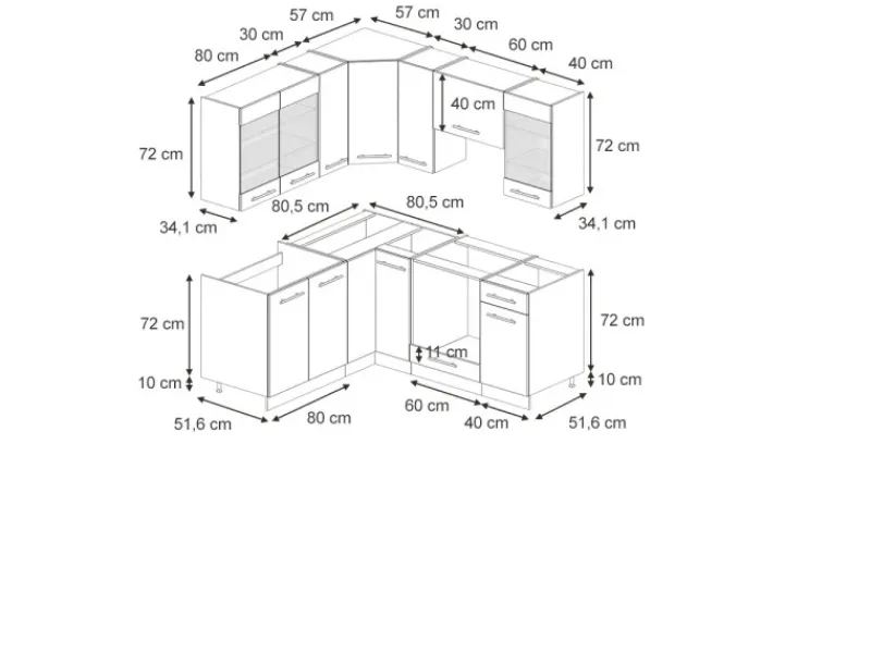 Winkelküchen<Vicco Fame-Line Eckküche Hochglanz/Anthrazit 160 x 190 cm AP Eiche ohne E-Geräte
