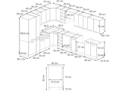 Clearance Vicco Fame-Line Eckküche Eiche Paneel/Anthrazit 347 x 257 cm AP Marmor ohne E-Geräte Brauhaus Eiche