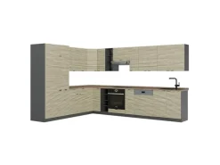 Vicco Fame-Line Eckküche Eiche Paneel/Anthrazit 347 x 257 cm AP Eiche ohne E-Geräte< Winkelküchen