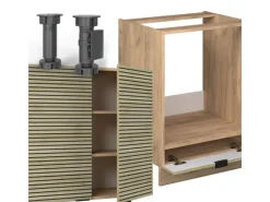 New Vicco Fame-Line Eckküche Eiche Paneel/Goldkraft Eiche 160 x 190 cm AP Anthrazit ohne E-Geräte Berghütten Eiche