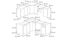 Vicco Fame-Line Eckküche Eiche Paneel/Goldkraft Eiche 160 x 60 cm ohne Arbeitsplatte ohne E-Geräte< Winkelküchen
