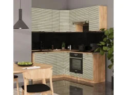 Vicco Fame-Line Eckküche Eiche Paneel/Goldkraft Eiche 160 x 60 cm ohne Arbeitsplatte ohne E-Geräte< Winkelküchen