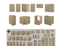 Vicco Fame-Line Eckküche Eiche Paneel/Goldkraft Eiche 160 x 60 cm ohne Arbeitsplatte ohne E-Geräte< Winkelküchen