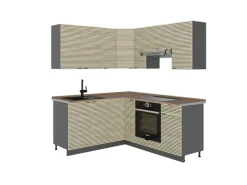 Clearance Vicco Fame-Line Eckküche Eiche Paneel/Anthrazit 160 x 190 cm AP Eiche ohne E-Geräte Brauhaus Eiche