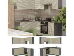 Clearance Vicco Fame-Line Eckküche Eiche Paneel/Anthrazit 160 x 190 cm AP Eiche ohne E-Geräte Brauhaus Eiche