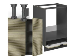 Clearance Vicco Fame-Line Eckküche Eiche Paneel/Anthrazit 160 x 190 cm AP Eiche ohne E-Geräte Brauhaus Eiche