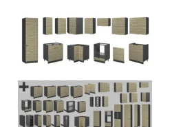 Vicco Fame-Line Eckküche Eiche Paneel/Anthrazit 227 x 58.1 cm ohne Arbeitsplatte ohne E-Geräte< Winkelküchen