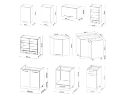 Winkelküchen<Vicco Fame-Line Eckküche Goldkraft Eiche/Anthrazit 160 x 60 cm ohne Arbeitsplatte ohne E-Geräte