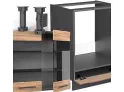 New Vicco Fame-Line Eckküche Goldkraft Eiche/Anthrazit 160 x 190 cm AP Eiche ohne E-Geräte Anthrazit-Eiche